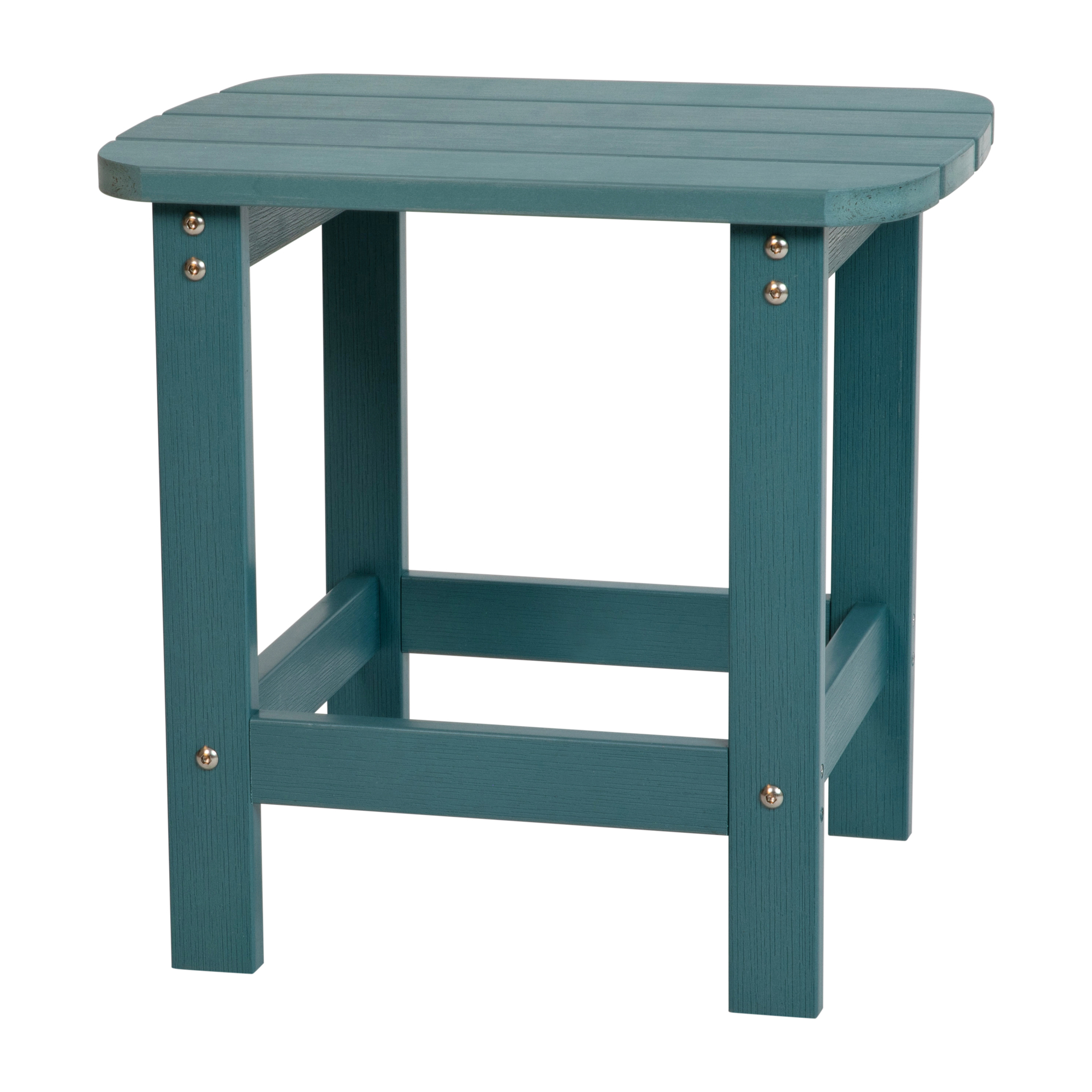 Flash Furniture, Sea Foam All-Weather Adirondack Side Table, Table Shape Rectangle, Primary Color Blue, Height 18.25 in, Model# JJT14001SFM